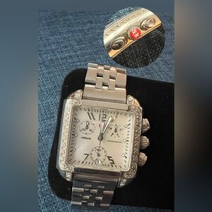 Michele Urban Diamond Watch Stainless MW02H01 Women Band ALL LINKS, need battery